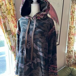 Camouflage Hoodie with Floral Accents